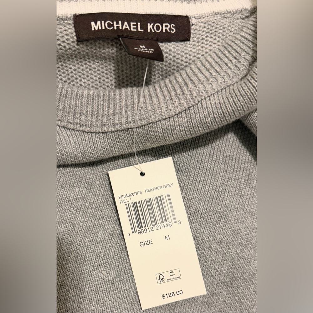NWT Michael Kors Classic Gray Crewneck Sweater - Picture 3 of 4